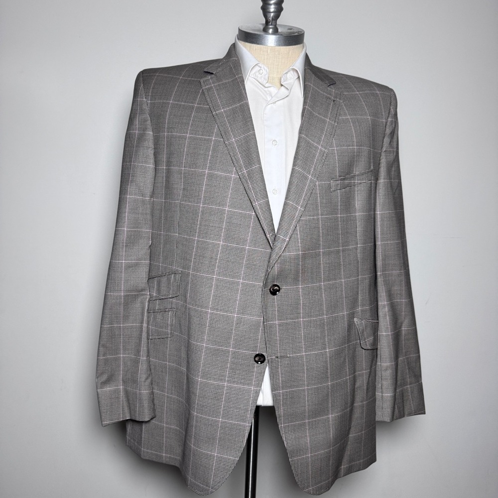 Ted Baker Blazer Mens 52L Grey Plaid Wool Endurance Vendome SPJ Sport Coat